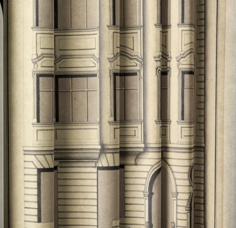 Komplet zasłon zaciemniających TOWN HOUSE designerskie grafika