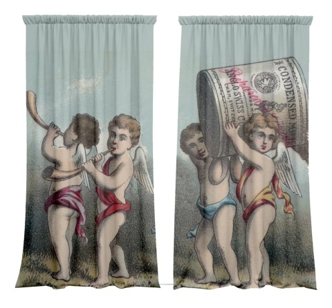 Komplet zasłon zaciemniających ANGELS designerskie grafika