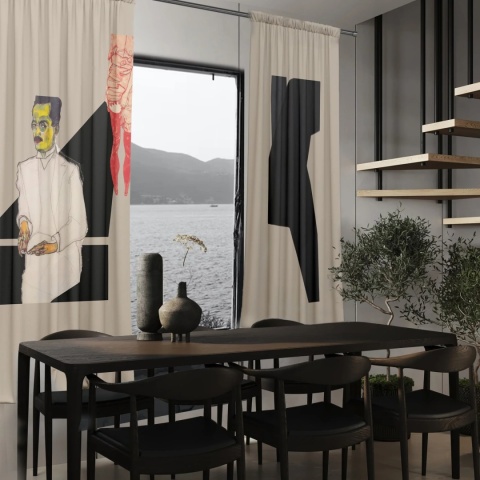 Komplet zasłon zaciemniających COUPLE designerskie grafika
