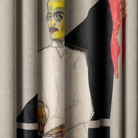 Komplet zasłon zaciemniających COUPLE designerskie grafika