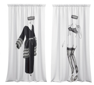 Komplet zasłon zaciemniających UNDRESS designerskie grafika