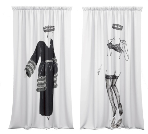 Komplet zasłon zaciemniających UNDRESS designerskie grafika