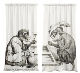 Komplet zasłon zaciemniających MONKEY designerskie grafika
