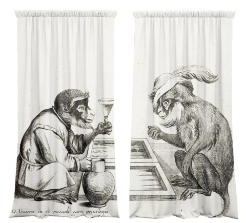 Komplet zasłon zaciemniających MONKEY designerskie grafika