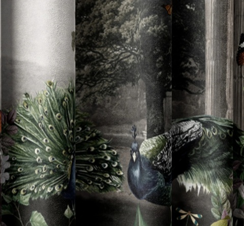 Komplet zasłon zaciemniających ANTIC GARDEN designerskie grafika