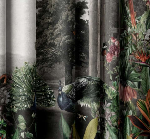 Komplet zasłon zaciemniających ANTIC GARDEN designerskie grafika