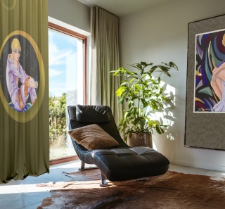 Komplet zasłon zaciemniających RETROGRADACJA designerskie grafika