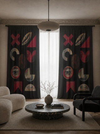 Komplet zasłon zaciemniających MODERN designerskie grafika