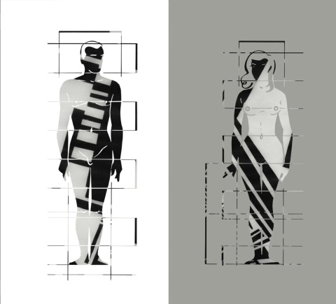 Komplet zasłon zaciemniających SHAPE designerskie grafika