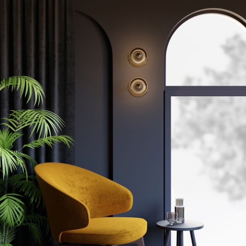 Lampa ścienna AVOCADO kinkiet szklany wall złoty
