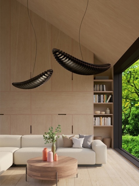 Lampa wisząca ZEPPELIN ze sklejki LED L150 nowoczesna czarna