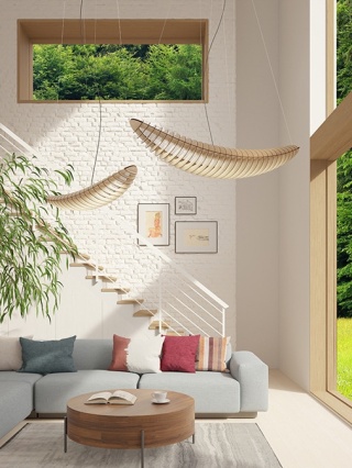Lampa wisząca ZEPPELIN ze sklejki LED L150 nowoczesna biała