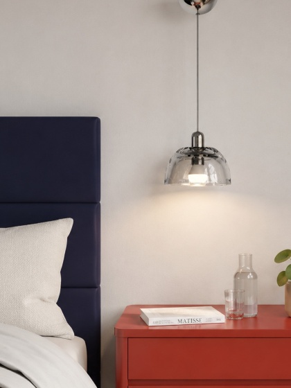 Lampa wisząca szklana AVOCADO stal polerowana do salonu, przedpokoju lub sypialni