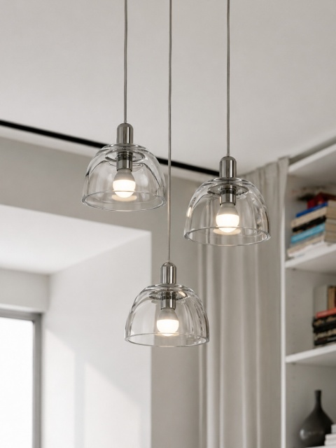 Lampa wisząca szklana AVOCADO stal polerowana