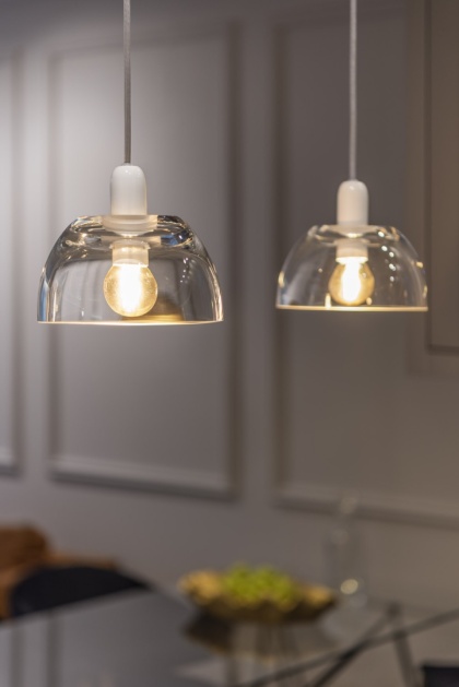 Lampa wisząca AVOCADO szklana podwójna na listwie pendant biała do salonu, przedpokoju lub sypialni