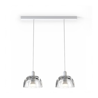 Lampa wisząca AVOCADO szklana podwójna na listwie pendant biała