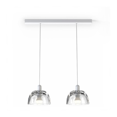 Lampa wisząca AVOCADO szklana podwójna na listwie pendant biała