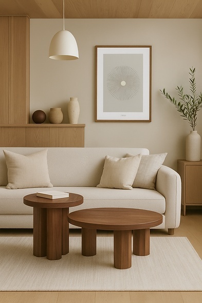 Stolik kawowy COLONNA Large 30 x 80 cm dębowy nowoczesny ciemny do salonu