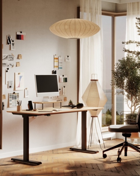 Biurko regulowane LAGOM lity dąb industrialny nowoczesne do biura