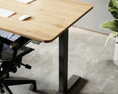 Biurko regulowane LAGOM lity dąb industrialny nowoczesne do biura