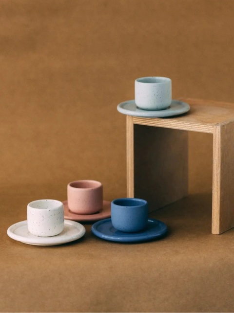 Czarka ceramiczna PopUp 80 ml ze spodkiem szkliwiona porcelana do kuchni