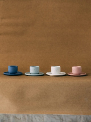 Czarka ceramiczna PopUp 80 ml ze spodkiem szkliwiona porcelana do kuchni