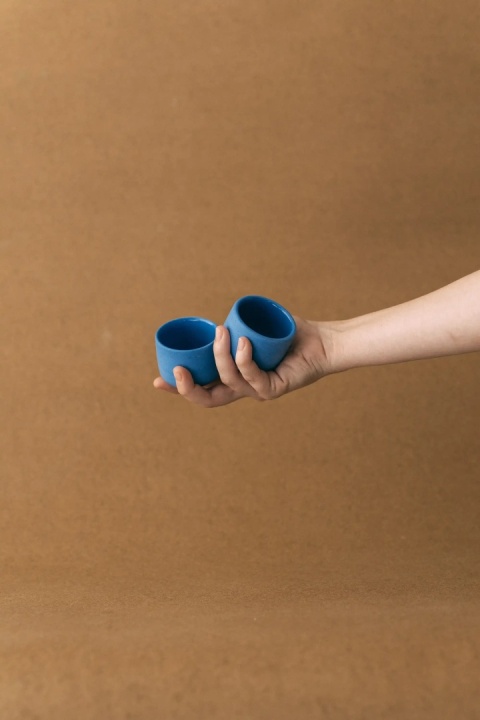 Duet czarek ceramicznych PopUp 80 ml ze spodkiem szkliwiona porcelana do kuchni