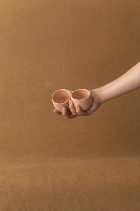 Duet czarek ceramicznych PopUp 80 ml ze spodkiem szkliwiona porcelana do kuchni