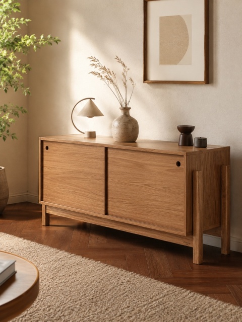 Kredens PIANO elegancka komoda do salonu dąb jasny