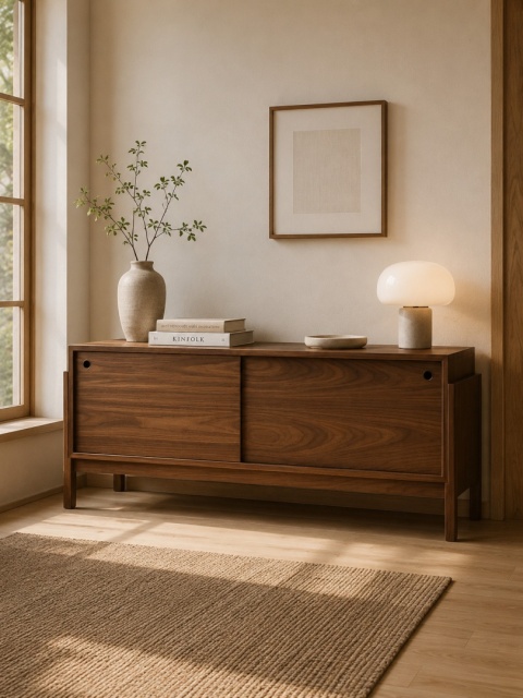 Kredens PIANO elegancka komoda do salonu orzech ciemny
