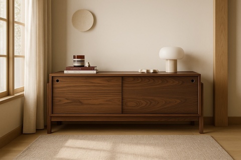 Kredens PIANO elegancka komoda do salonu orzech ciemny