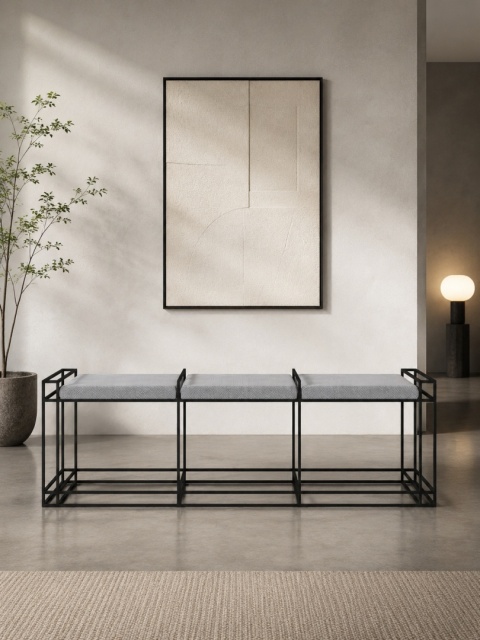 Ławka TRIGA 150 x 46 cm minimalistyczna metal czarna