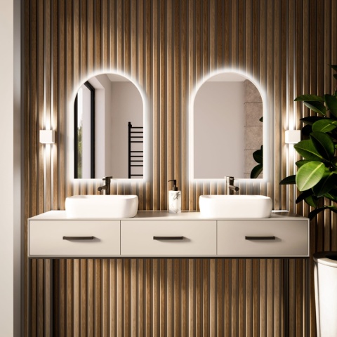 Lustro Tiny Border PASTILLE CUT LED do łazienki przedpokoju eleganckie z podświetlaną ramą