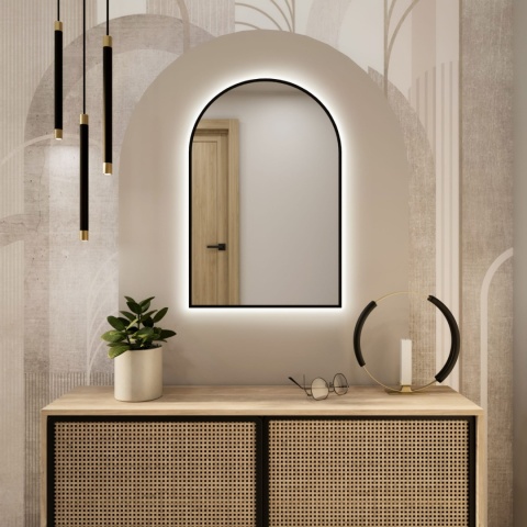 Lustro Tiny Border PASTILLE CUT LED do łazienki przedpokoju eleganckie z podświetlaną ramą