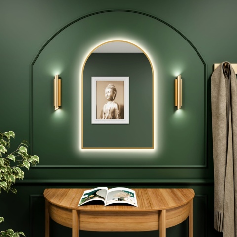 Lustro Tiny Border PASTILLE CUT LED do łazienki przedpokoju eleganckie z podświetlaną ramą