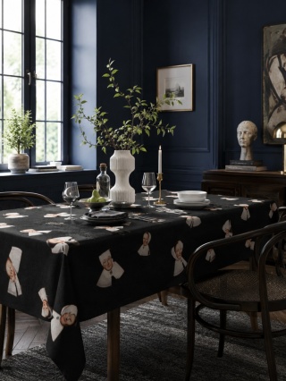 Obrus welurowy DUTCH designerski wzór czarny