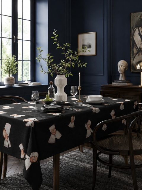 Obrus welurowy DUTCH designerski wzór czarny