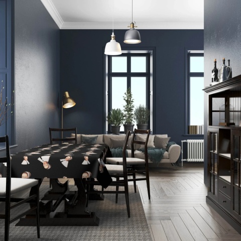 Obrus welurowy DUTCH designerski wzór czarny