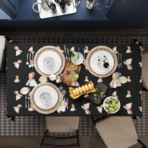 Obrus welurowy DUTCH designerski wzór czarny
