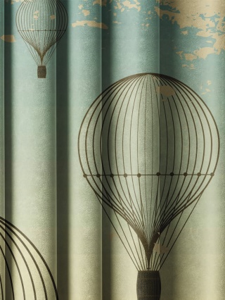 Obrus welurowy BALLONS designerski wzór niebieski
