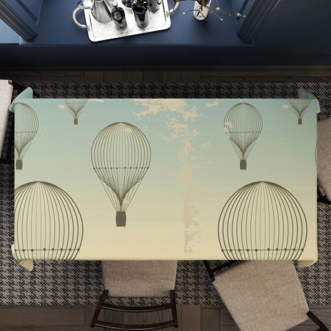 Obrus welurowy BALLONS designerski wzór niebieski