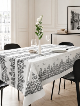 Obrus welurowy AMSTERDAM designerski wzór jasny
