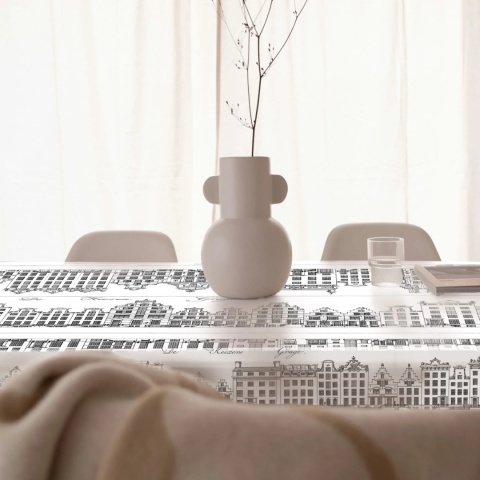 Obrus welurowy AMSTERDAM designerski wzór jasny
