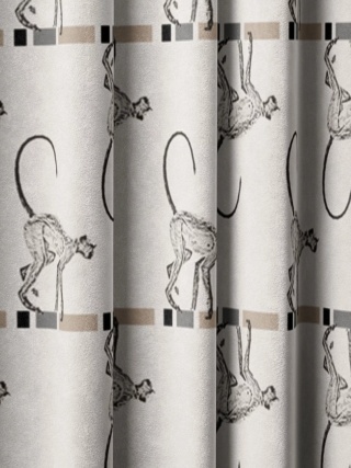 Obrus welurowy MONKEY designerski wzór małpka jasny