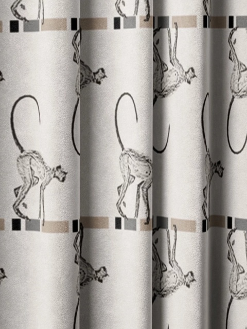Obrus welurowy MONKEY designerski wzór małpka jasny