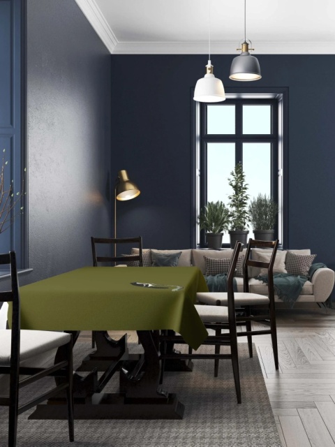 Obrus welurowy BRANCH designerski wzór ptak zielony