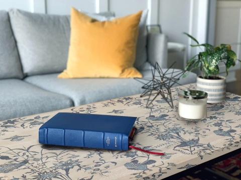 Obrus welurowy SARONG designerski wzór niebieski
