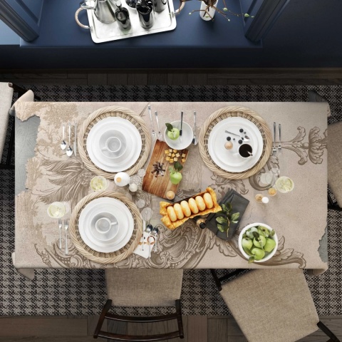 Obrus welurowy DECO designerski wzór brązowy