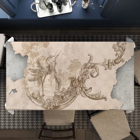 Obrus welurowy DECO designerski wzór brązowy