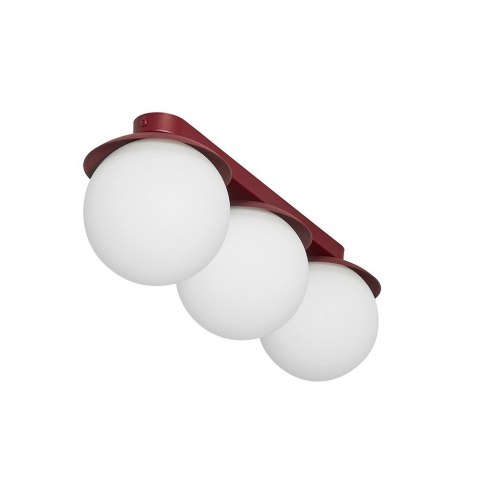 Lampa sufitowa plafon KUUL B burgundowa potrójna do salonu, przedpokoju lub sypialni